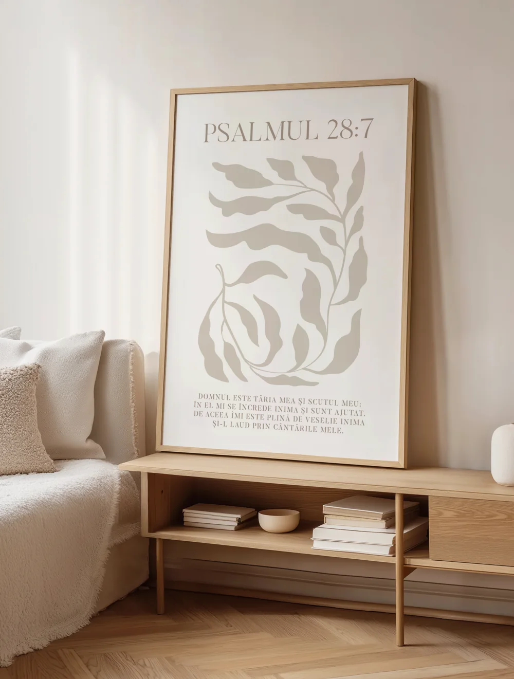 Tablou Pomverde inspirat din Psalmul 28:7 intr-un decor luminos